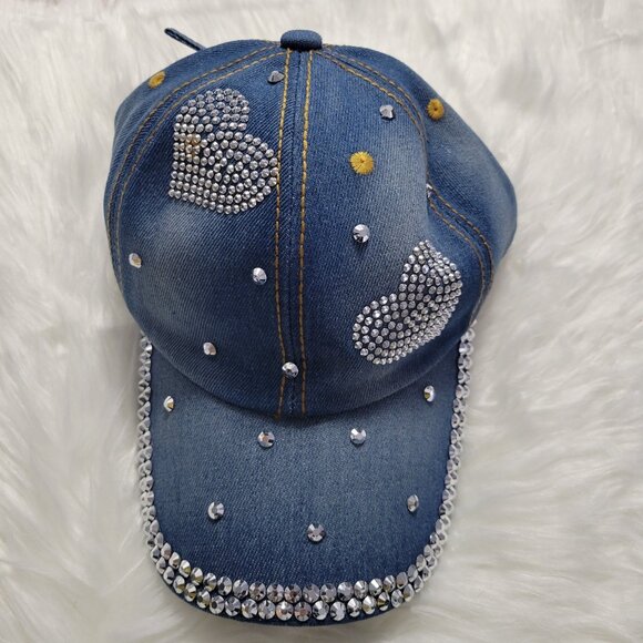 Denim Heart Bling Baseball Cap main image 6